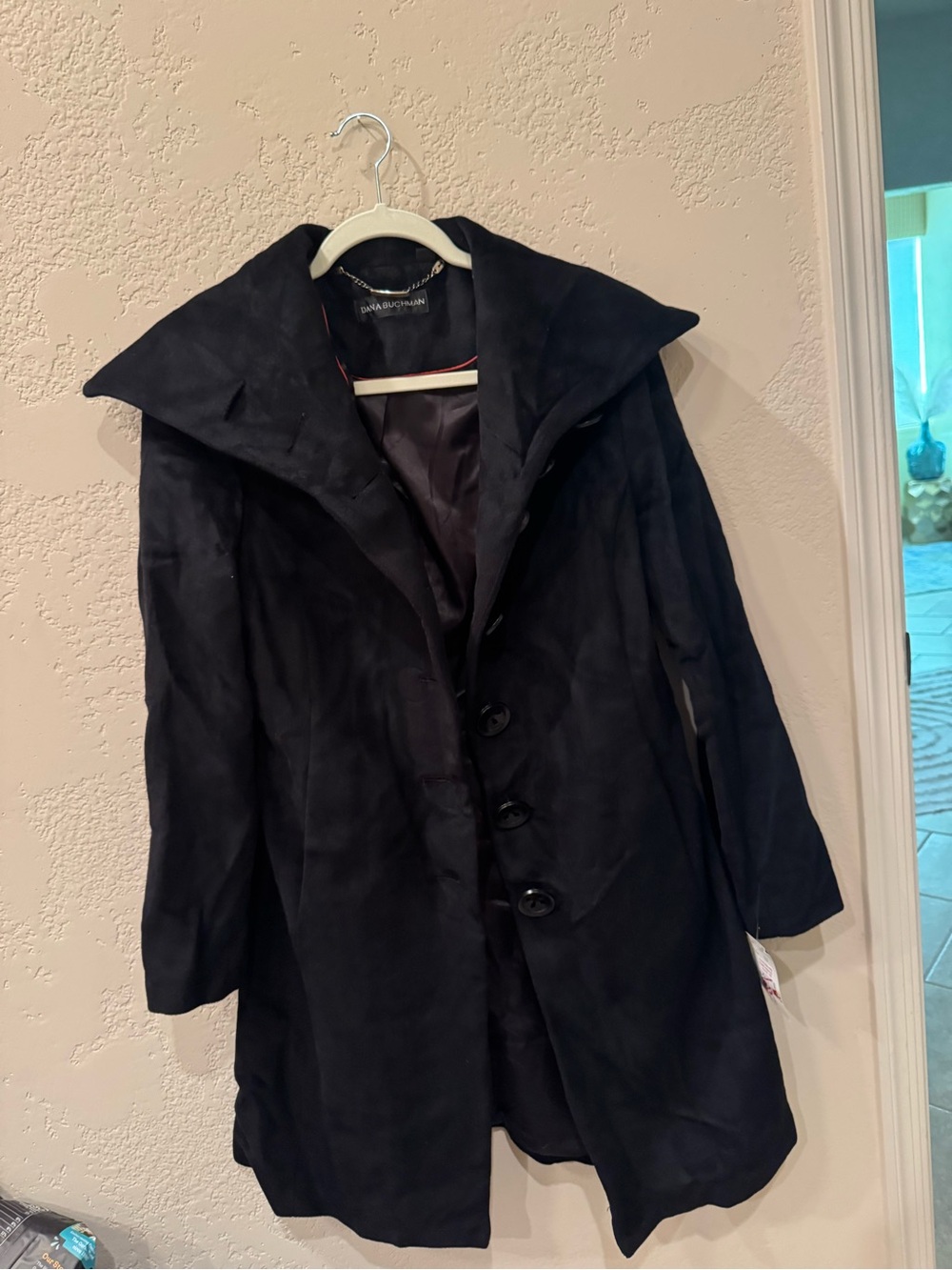 Dana Buchman Black Women's Button-Front Pea Coat NEW